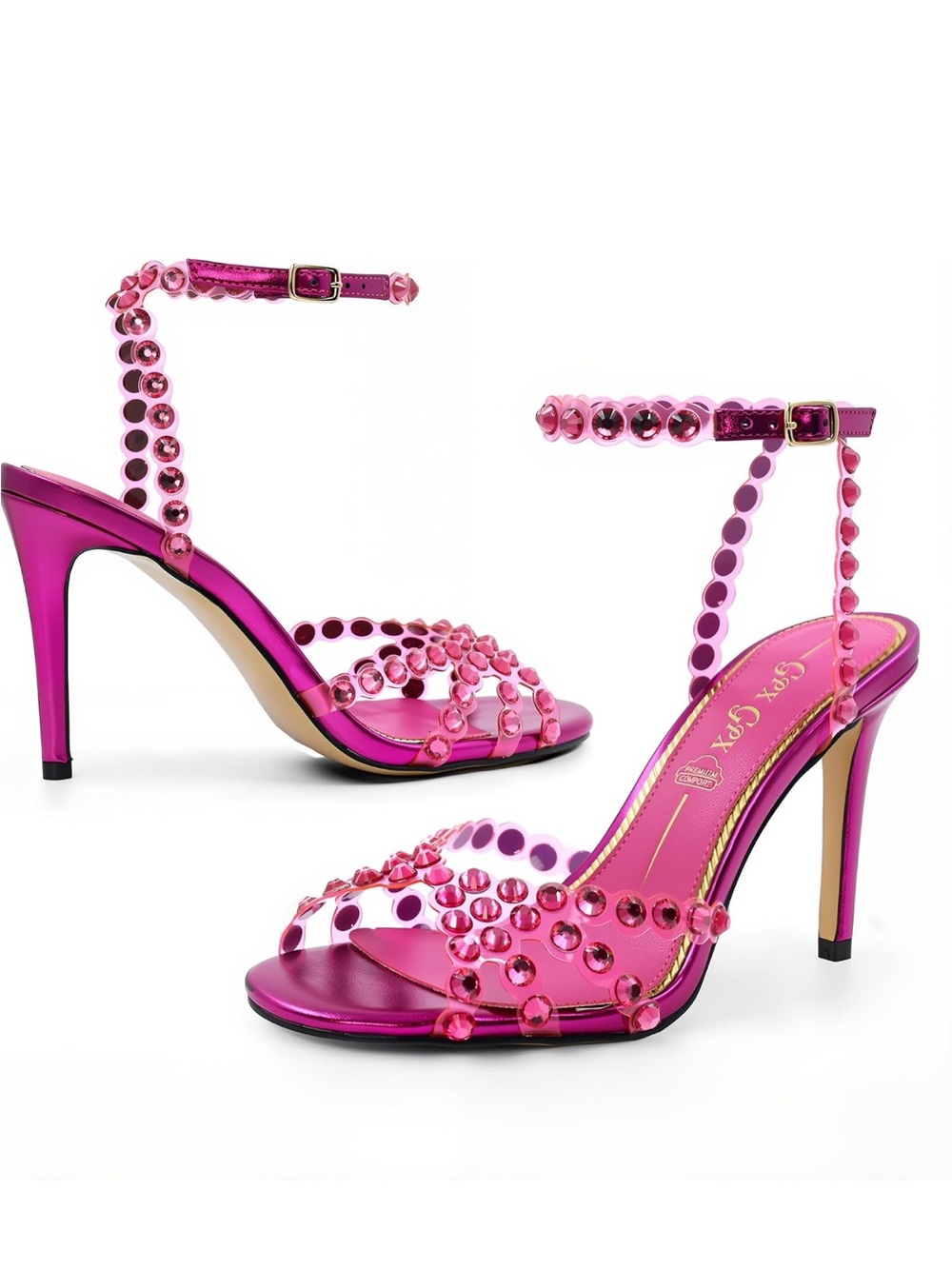 Charlotte Russe Hot Pink Jeweled Stiletto Sandals